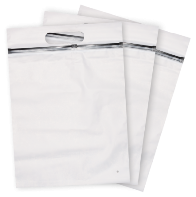 Пакет Zip Lock МАТОВЫЙ с ЧЕРНЫМ бегунком и вырубной РУЧКОЙ / 25х35+5 / 160 мкм