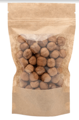 Пакет дой-пак бумажный с замком зип-лок (Бумага/СPP), 110 х 185 + (35+35) мм, с окном 90 мм