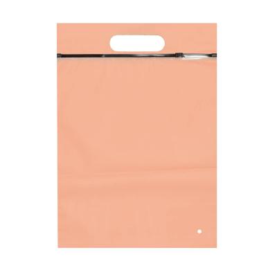 Пакет Zip Lock ПЕРСИКОВЫЙ с ЧЕРНЫМ бегунком и вырубной РУЧКОЙ / 25х30+5 / 160 мкм