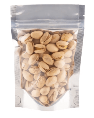 Пакет дой-пак, прозрачный + металлизированный, с замком зип-лок (Pet/PE+Pet met/PE), 108 мкм, 105 х 150 + (30+30) мм