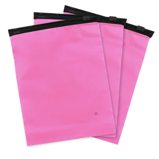 Пакет Zip Lock 25*35 см (140 мкм) розовый гибрид с черным бегунком слайдер